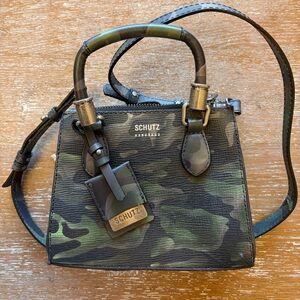 Schutz Mini Lorena bag in a camouflage print.